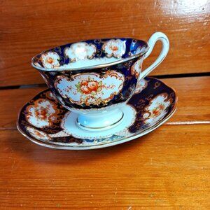 Vintage Royal Albert Regal Series Teal White & Gold Teacup & Saucer